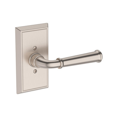 Dunsmoor Passage Lever with Chamfered 5in Rose in Satin Nickel