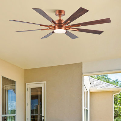 60'' 8-Blade Large Room LED Ceiling Fan with Light Kit and Remote Control