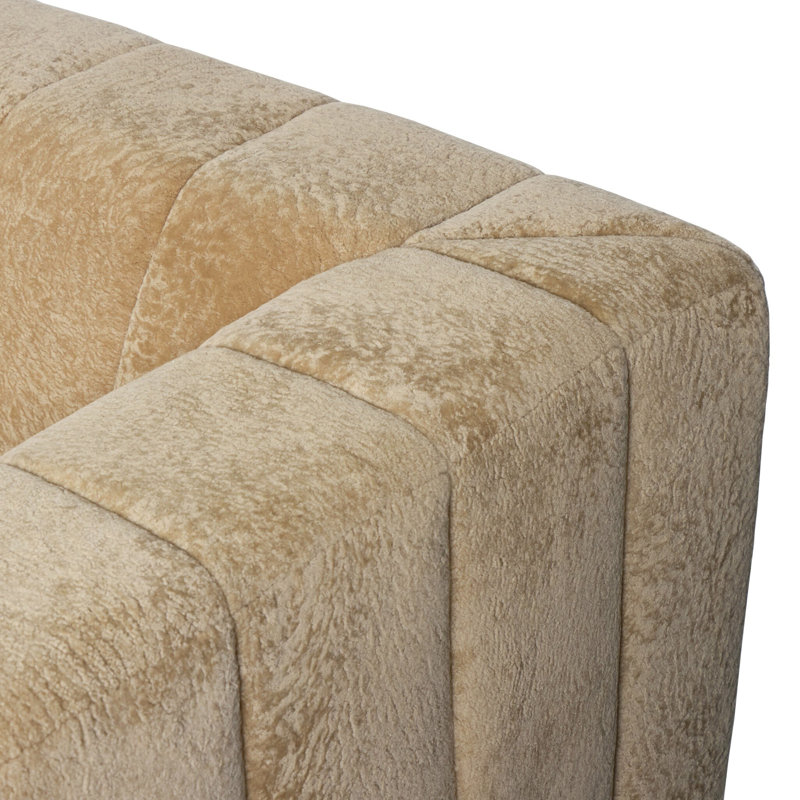 Curteria Upholstered 160 " Genuine Fur U-Shaped Sofa & Chaise, Left Hand Facing