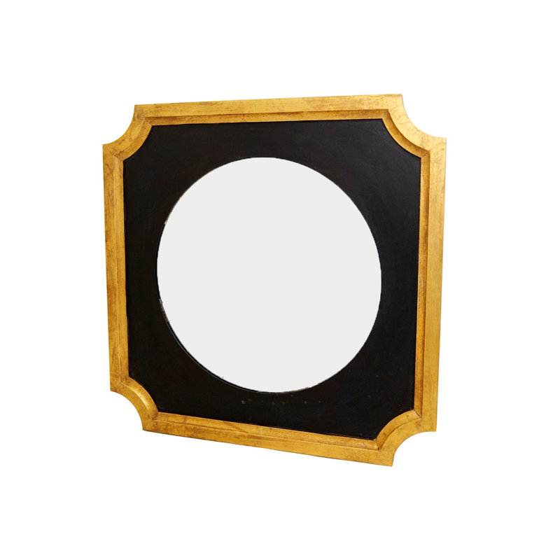 Zeke Square Wall Mirror, Black/Gold Leaf