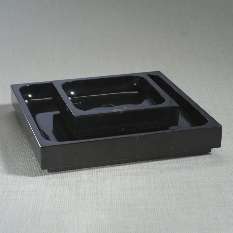 Nero Marquina Natural Marble Tray, 1.75" H x 6" W x 6" D