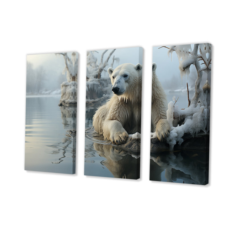 Ours polaire blanc, photographie de nature, ensemble de décorations murales d'ours, H 28 po x l 36 po x P 1 po