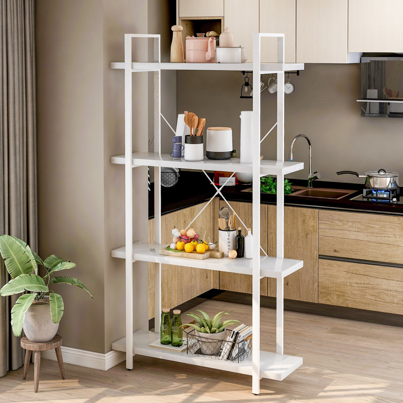 Kutlu 160 cm H x 90 cm W Steel Etagere Bookcase, White