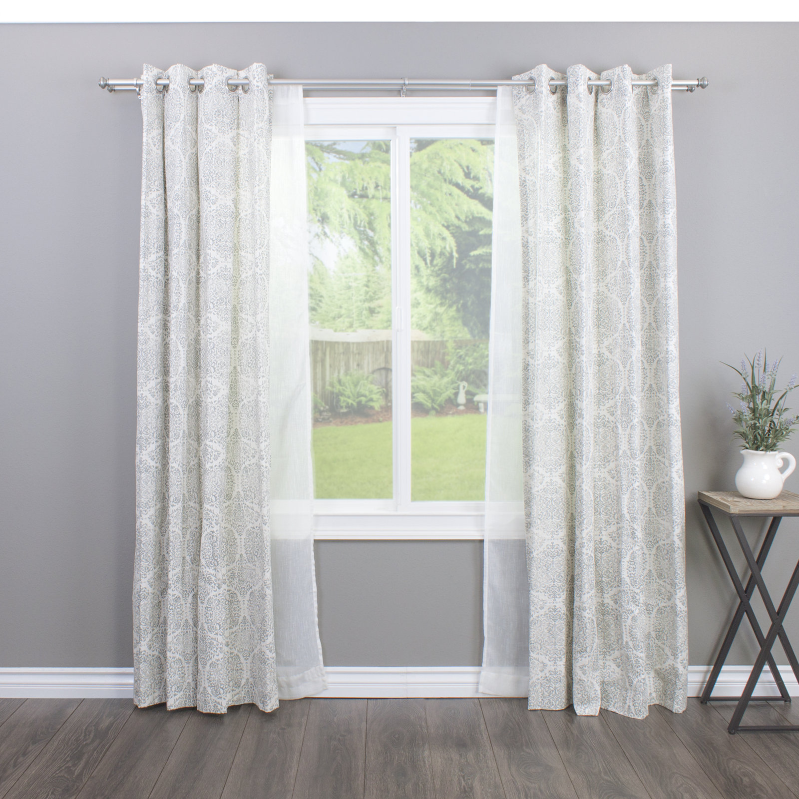 Cherryl Double Curtain Rod, 72"-144" W, New Antique Silver