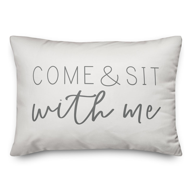  Come and Sit with Me Outdoor Rectangular Pillow Cover and Insert, White/Gray