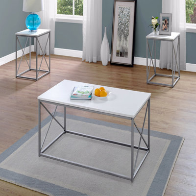 Table Set, 3Pcs Set, Coffee, End, Side, Accent, Laminate, Metal, Contemporary, Modern