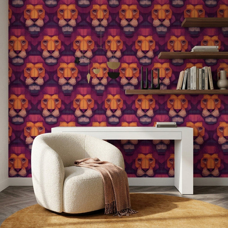 Rouleau de papier peint mauve amovible, Non tissé, non collé