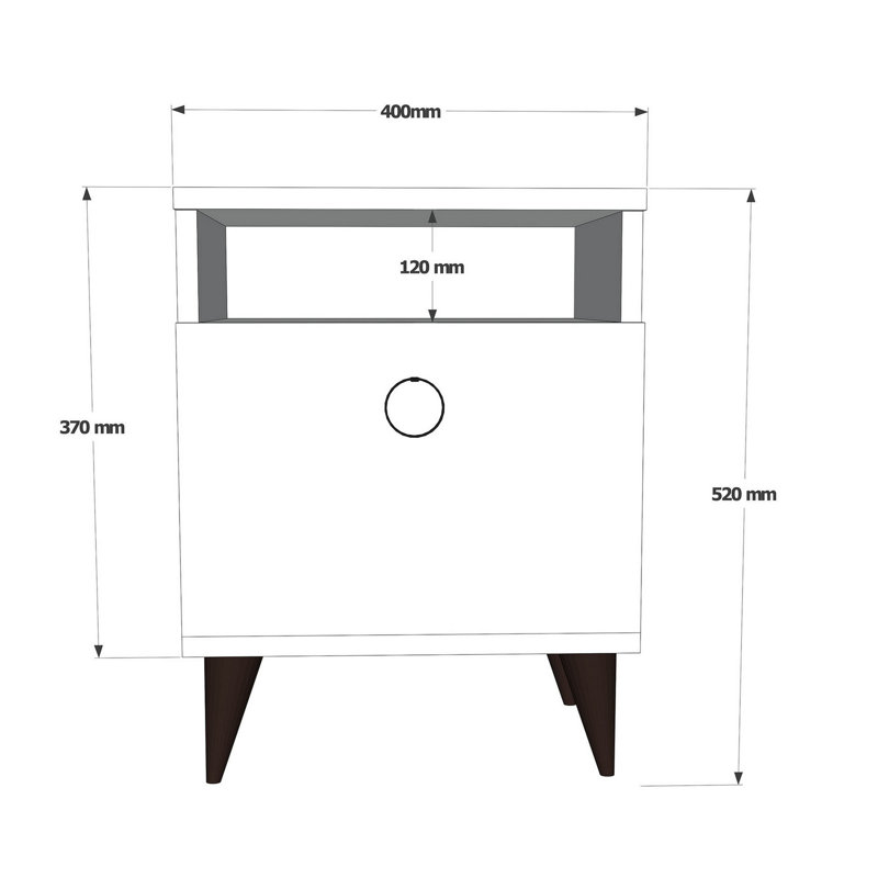 Modern White Nightstand with Numerous Shelves, 15.7 x 19.7 x 15.7 inches | 100% Melamine Coated Particle Board, Thickness: 0.7 inches | Stylish and Functional Storage Solution for Bedroom or Living Room