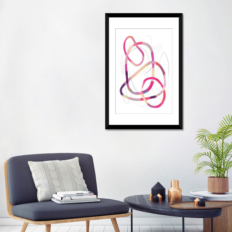 «Polychrome Tangle IV», impression sur toile, Papier beaux-arts encadré noir, H 32 po x l 24 po x P 1 po