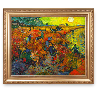Les vignes rouges par Vincent Van Gogh. Taille de l'image: 30 x 24 pouces Van Gogh. Reproductions classiques du monde pour HomeDecor, cadre de gaufrage luxueux de style italien