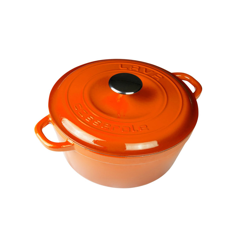 Casserole en fonte émaillée lave 5 pte Série ronde Heritage avec couvercle tendance, Orange