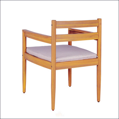 Durable Acacia Wood Outdoor Chairs with Comfortable Cushions and Slatted Design for Cool Summer Seating, Set of 2