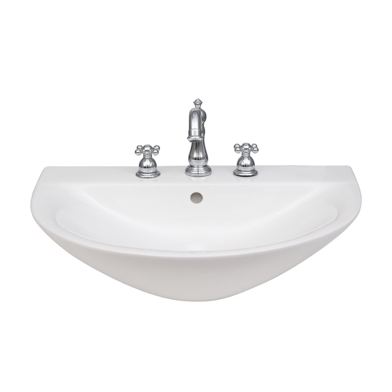 Barclay Morning 18.37'' White Vitreous China U-Shaped Bathroom Sink with Overflow, 8"