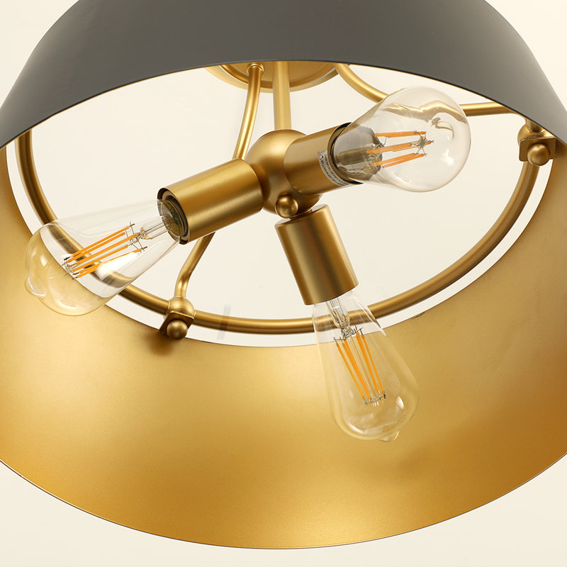 Lustre noir et doré à 3 lumières avec suspension réglable Ether