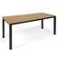 Table de salle à manger d'extérieur en bois avec base en fer, cadre noir 72,67 "x 34"
