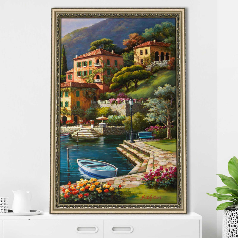 Villa Bella Vista II par - Peinture, H 27,5 po x l 21,5 po x P 0,75 po, Encadrement champagne