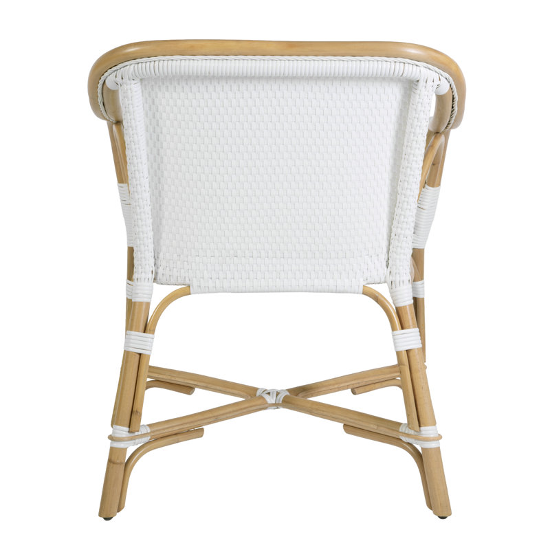 Portofino 18.75 in. Seat Height Rattan Arm Chair, White & Gray, White