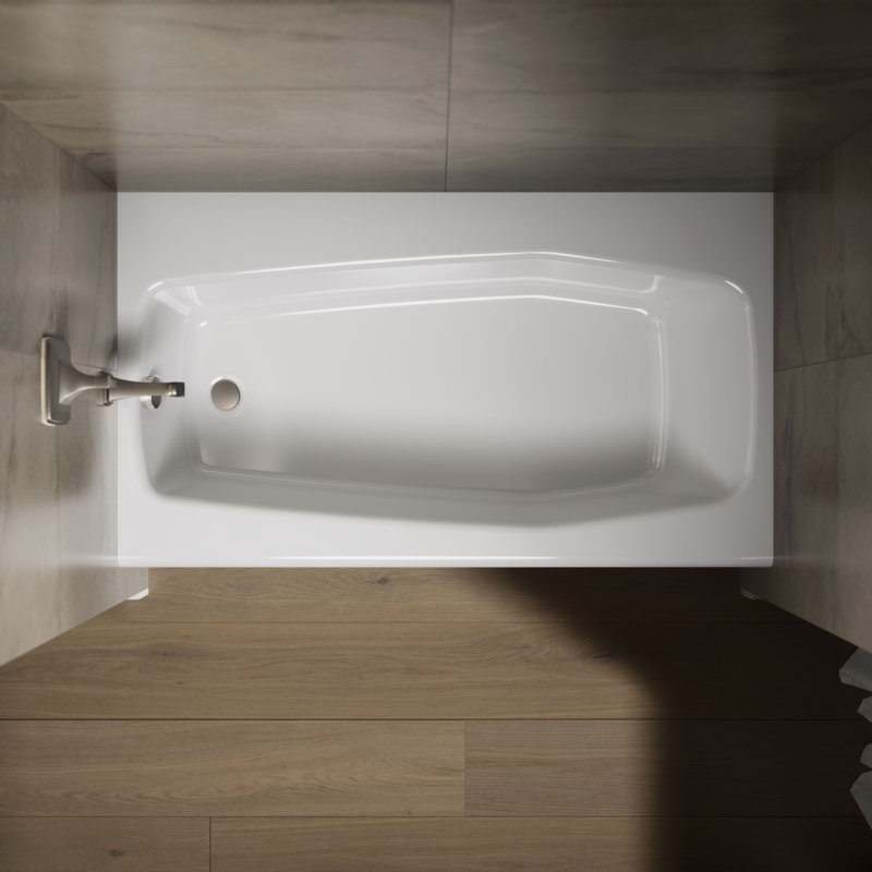 Villager Alcove 60" x 34" Alcove/Tile in Cast Iron Soaking Bathtub, White, Left