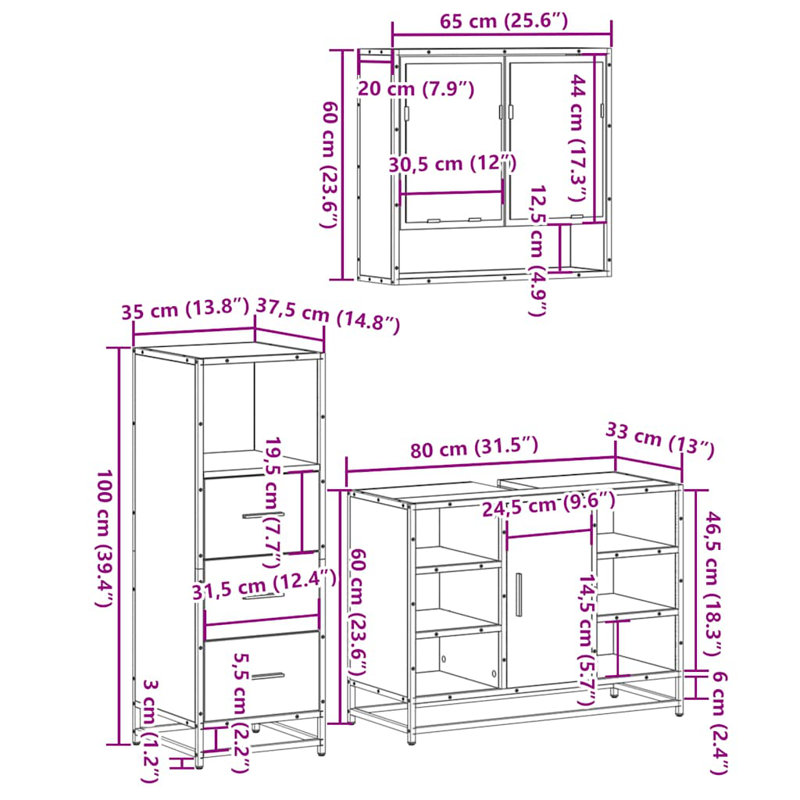 Allina Bathroom Furniture Suite, Sonoma Oak