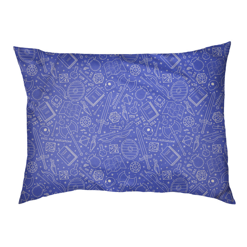 Coussin Byrge, Grand (H 17 po x l 52 po x P 42 po), Bleu / Blanc