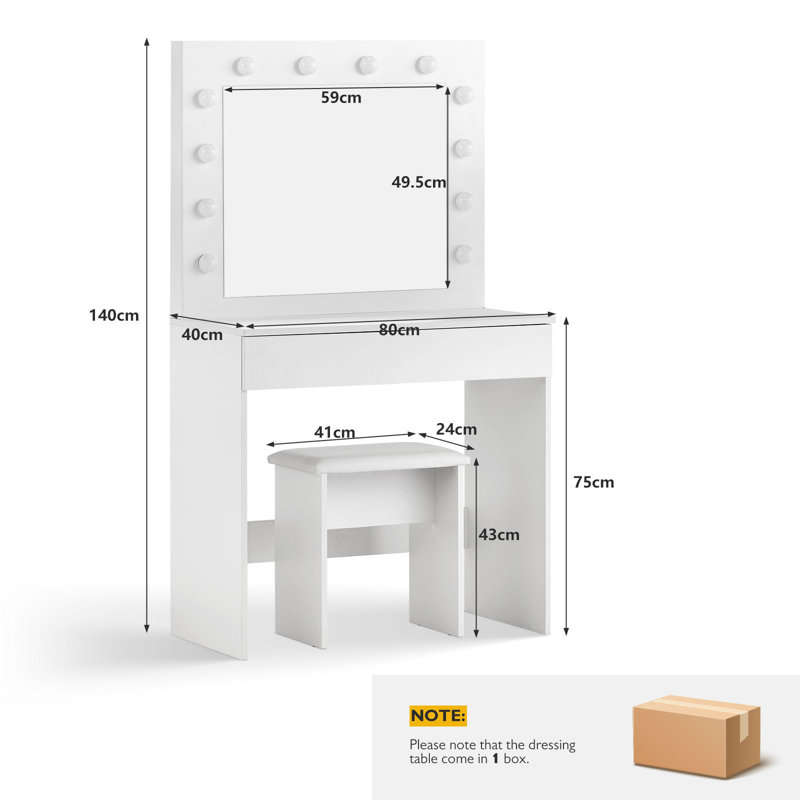 Dressing Table,80X40x140cm Vanity Makeup Set with Stool