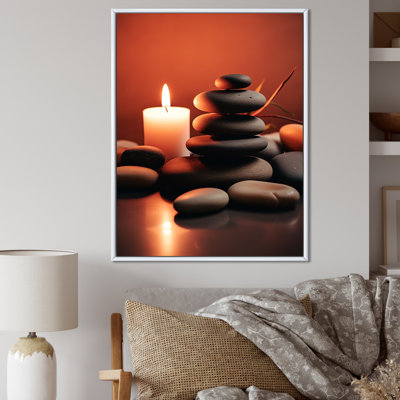 «Candle Flame Zen Stone Cairn Sculpture Balance I», reproduction sur toile