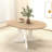 Dining Table For Farmhouse Kitchen 59X43 Inch Expandable Oval Table Top With Removable Leaf Trestle X Shaped Base White-690486752-690486751