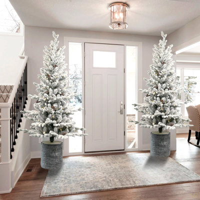Arbre de Noël 2 pi avec base en pot, 30 lumières DEL chaudes, 189 pointes, branches en PE + PVC avec 3 pommes de pin - petit arbre de Noël pré-éclairé pour la table, l'entrée ou la décoration intérieure