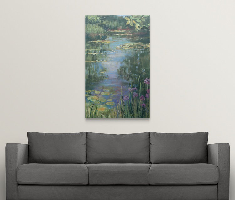 «Garden Pond I» par Carol Rowan, impression, H 48 po x l 32 po x P 1,25 po, Toile