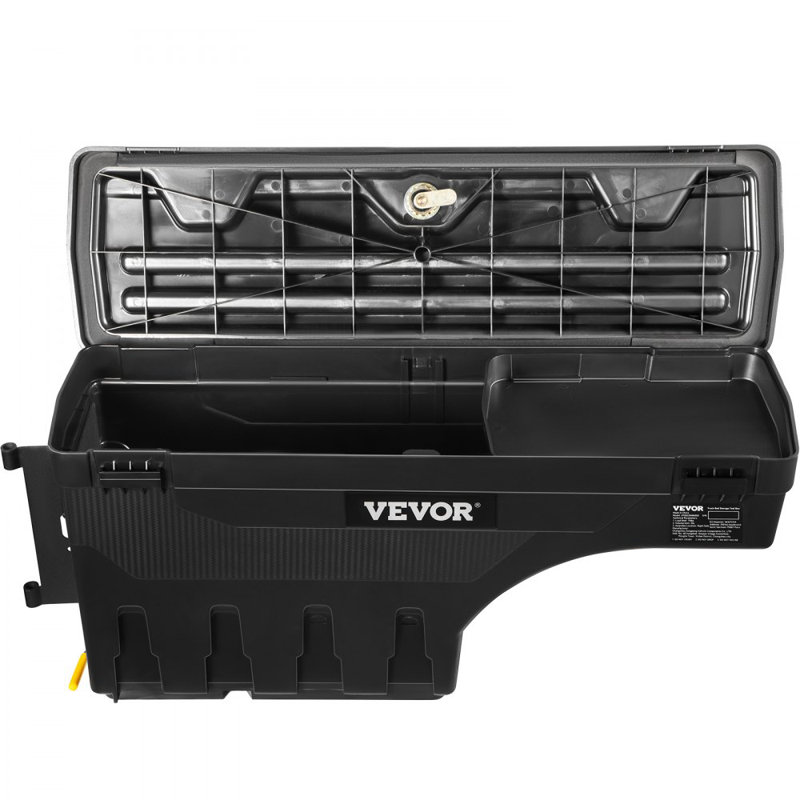 Boîte de rangement pour lit de camion, couvercle verrouillable, boîte à outils en ABS imperméable avec roue de 6,6 gallons / 20 L, compatible avec le Silverado 1500 GMC Sierra 1500 2019-2021 de la marque Chevalo, côté conducteur, noir