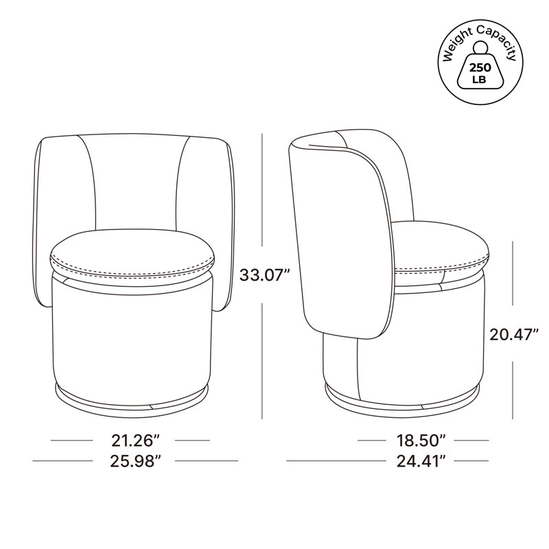 Fauteuil demi-tonneau pivotant Adrielle, Lin Élite Camel