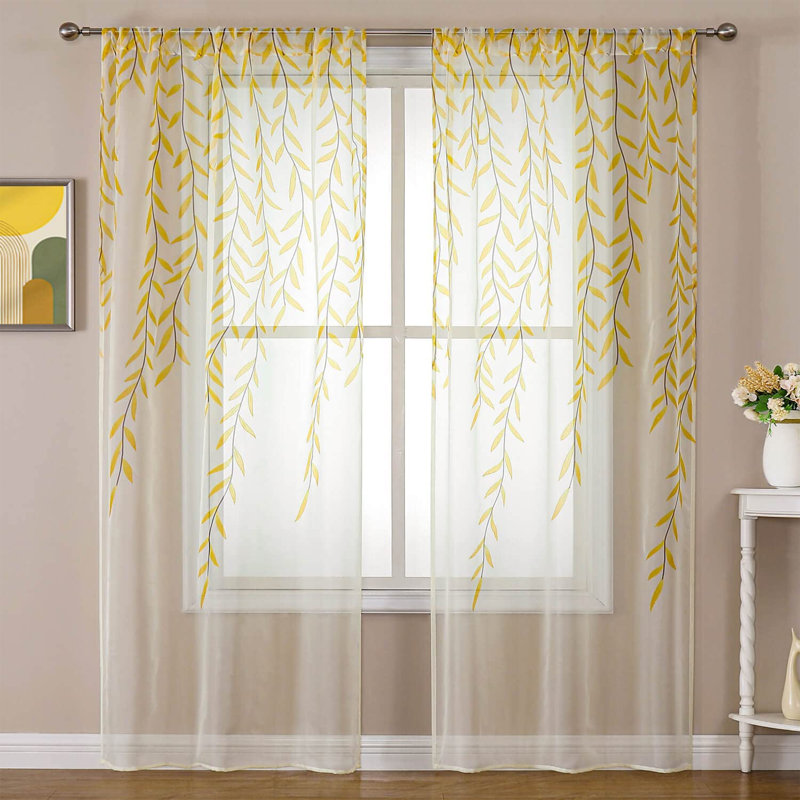 Rideau en polyester Fegan, Jaune