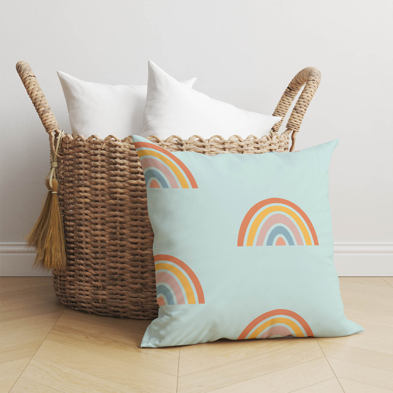 Coussin Plain Bows Match, Bleu clair multicolore, H 20 po x l 20 po