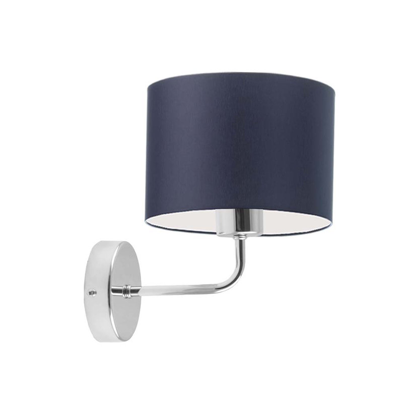 Atlin Steel Armed Sconce, Chrome, Navy Blue