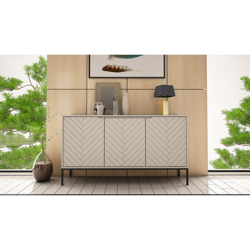 Rinor 383.54 cm W Sideboard, Cashmere/Black