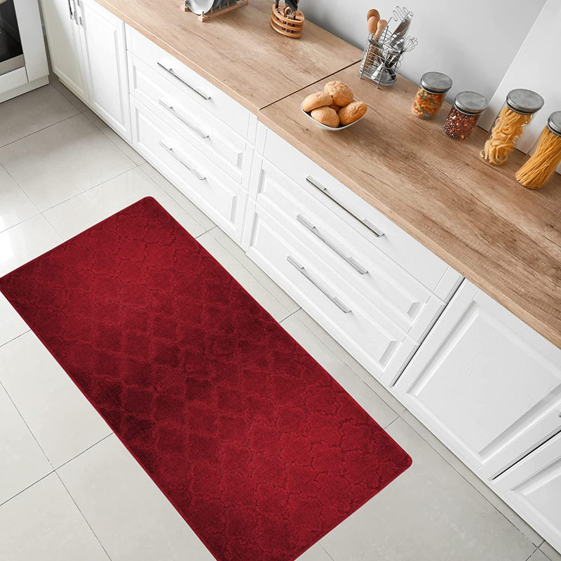 Tapis de cuisine, Rectangle 2 pi 8 po x 5 pi 4 po, Rouge