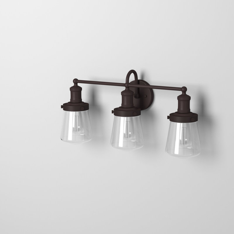 Éclairage pour salle de bain 3 lumières en acier et en verre de forme ovale 22,63 po Claremore, Bronze satiné