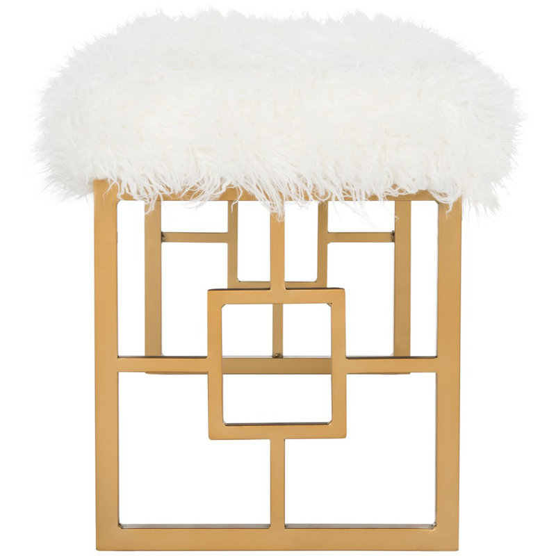 Hamazasb Faux Fur Upholstered Bench, White