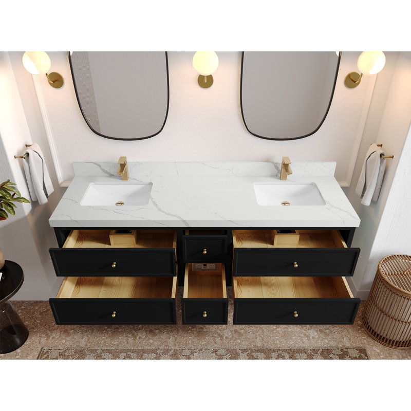 Meuble-lavabo double 72 po Roswell, Calacatta Laza