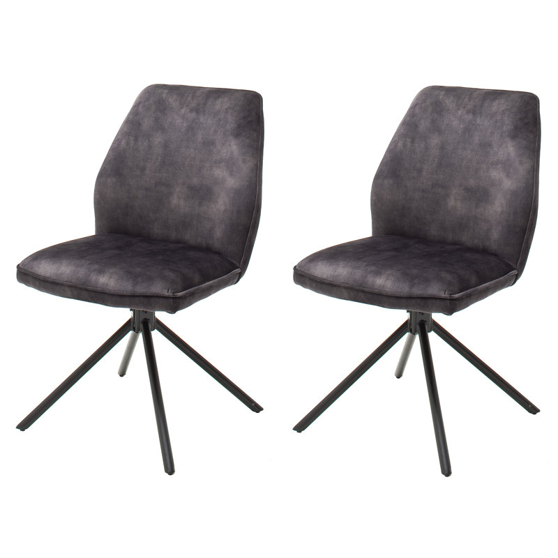 Lewellyn 50cm H Polyester Blend Upholstered Side Chair, Anthracite