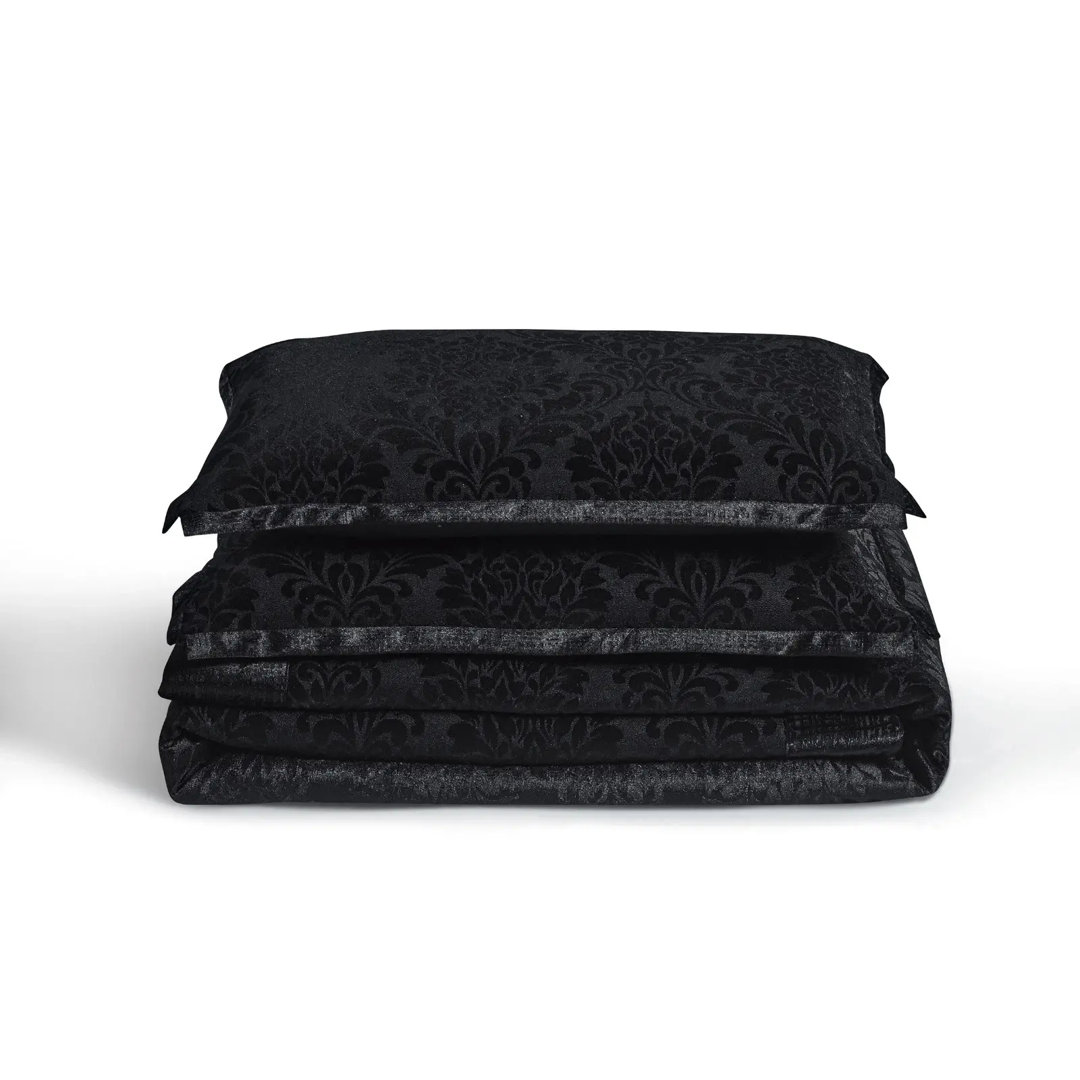 EMILIA 3 Piece Quilted Bedspread Bed Throw Double King Size Velvet Jacquard Bedding Set