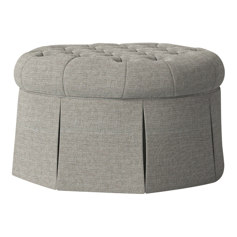 Alma Round Ottoman, Linen (3152 72)