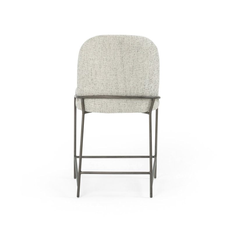 Astrud Upholstered Bar Stool with Metal Frame, Polyester Blend Cream, Counter Stool (25" Seat Height)