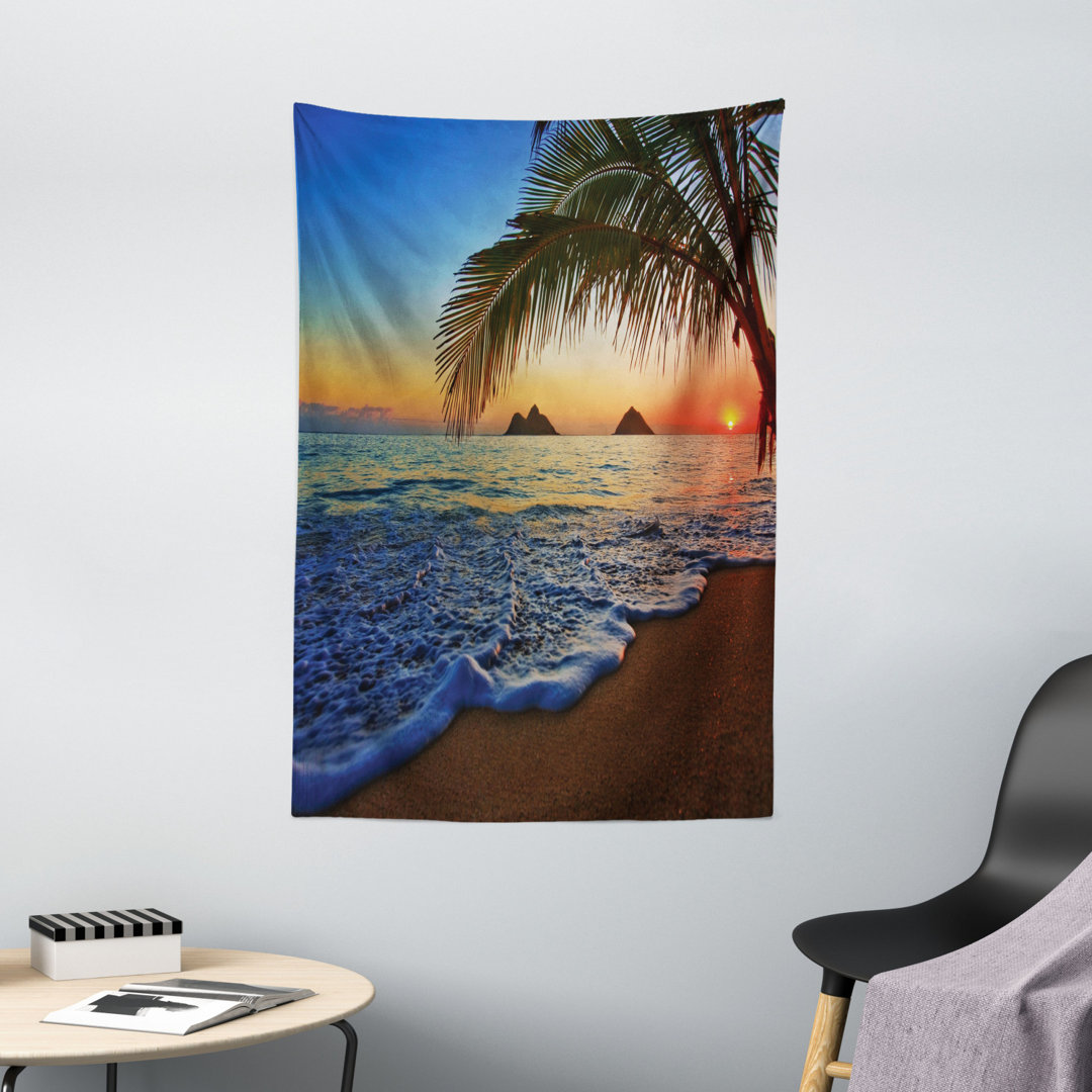 Wandbehang Pazifik Sonnenaufgang am Lanikai Beach Hawaii Wavy Ozean Oberfläche bunte Himmel Szene