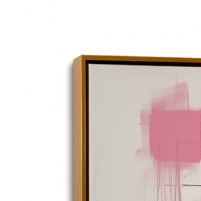 Graphite rose fusion V2 sur toile par Golden Glow Interiors, H 14 po x l 14 po x P 1,75 po, Cadre flottant or poli