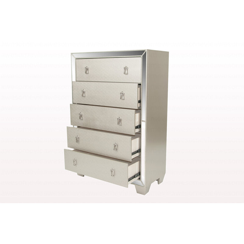 Meuble de chambre traditionnel à finition argentée 1 pièce