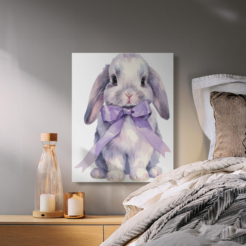 Cute Watercolor Bunny Canvas Art, 16x24