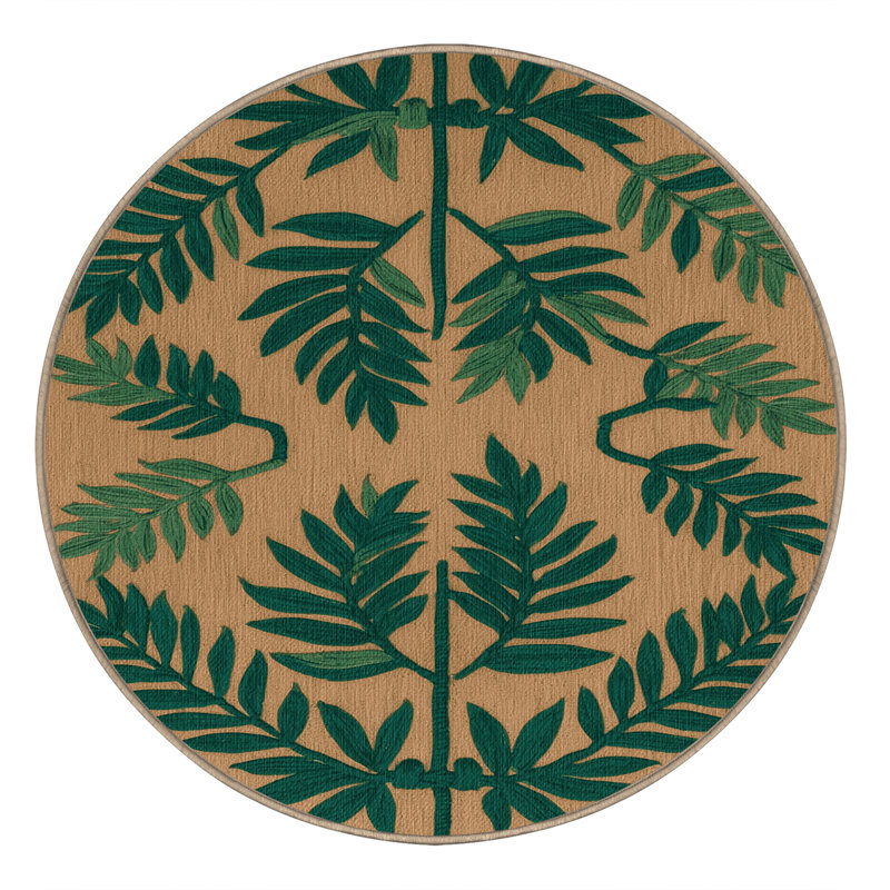  Tapis hawaïen à motif de fougère lavable, Rond 6 pi