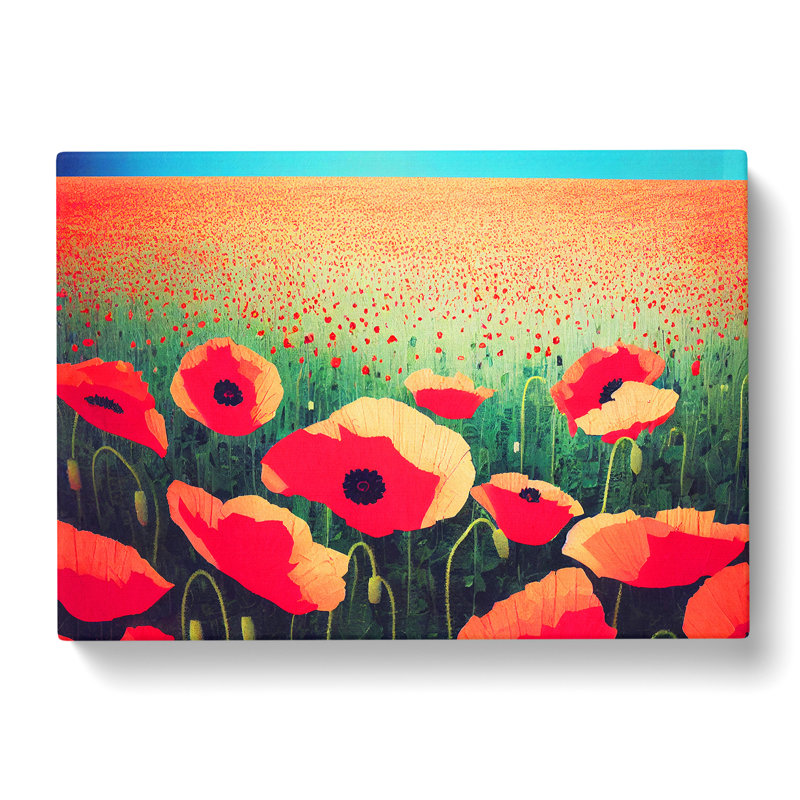 Cheerful Poppy Flowers - Wrapped Canvas