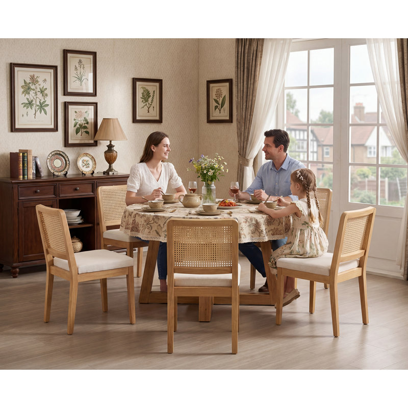 20.5cm H Upholstered Full Back Side Chair, White Chenille, Natural
